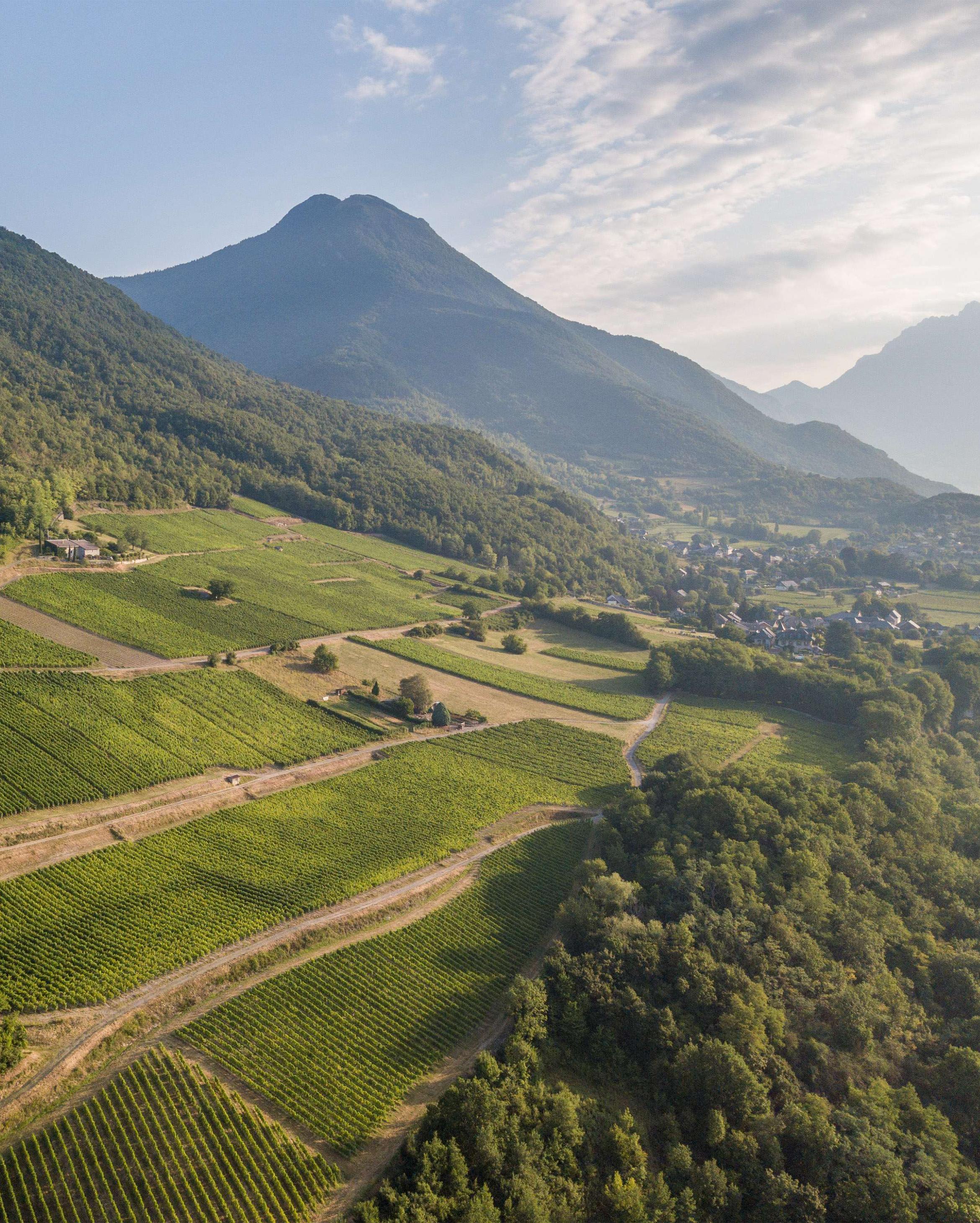1. In het bergachtige gebied van de Savoie | 2. Oprichter van Mas de Daumas Gassac, Aimé Guibert (overleden in 2016) met zijn zoons Roman (L) en Samuel (R). |  3. Het bezoek op Château de Mérande was doorslaggevend: wat een geweldig domein!